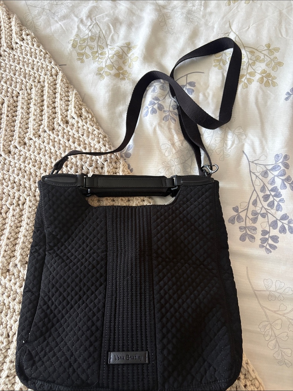 Vera Bradley Black Quilted cross body Bag with Adjustable Strap